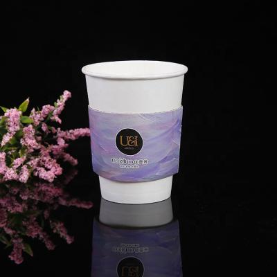 China Recycled Materials Cup Sleeve Logo Custom Print Coffee Cup Sleeve Holder Disposable Beverage Paper Cup Holder for sale