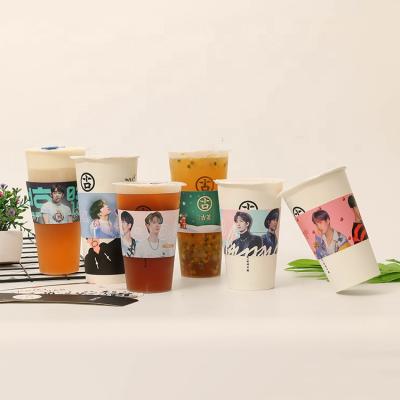 China Recycled Materials Milk Tea Coffee Paper Cup Sleeve Custom Logo Corrugated Disposable Cup Sleeve Printed for sale