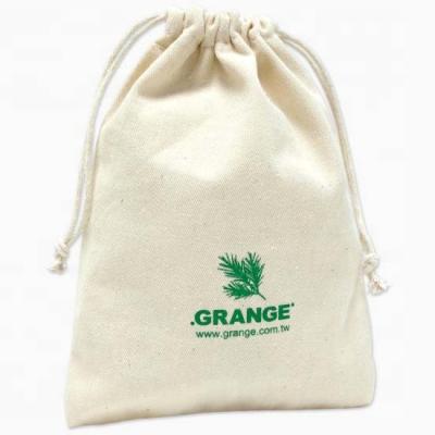 China Wholesale 100% Recyclable Natural Organic Muslin Cotton Drawstring Bag Custom Logo Printed for sale