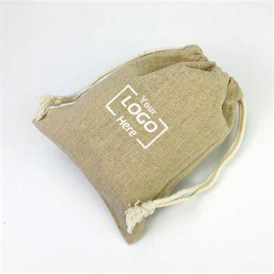 China Mini Cotton Burlap Linen Recyclable Bag Custom Logo Print Cotton Hemp Drawstring for sale