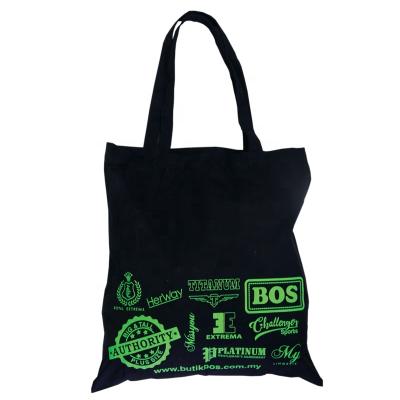 China Recyclable Black Color Cotton Canvas Tote Bag With Custom Logo Printed Customized for sale