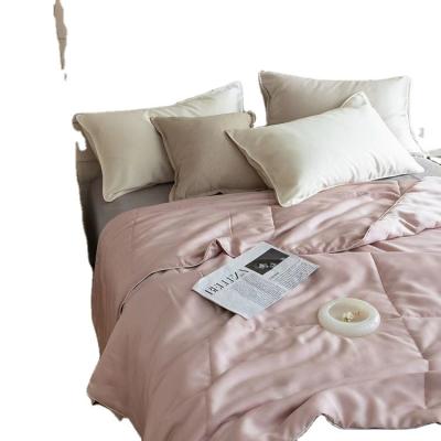 China Hot Selling New Fabric Simple New Material Summer Cool Soft Quilted Thin Comforter Double Sides Lyocell Blanket for sale