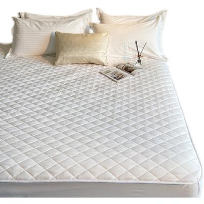 China Hot Selling Single Surrounded Quilted Anti Slip Mattress Pad Protector White Cotton Thin Mattress Cover for sale