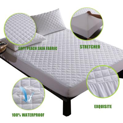 China Antistatic Hot Sale OEM Quilted Waterproof Mattress Cover Coated White Mattress Protector for sale