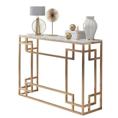 China (Others)New Design Furniture Living Room Rectangle Side Tables Gold Adjustable Customized Legs Marble Modern Top Console Table for sale