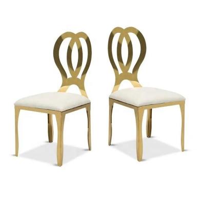 China (Other) Professional Adjustable Easy To Use Gold Stainless Steel Wedding Chair For Restaurant And Banquet With Heart Design Gold Chairs For Eve for sale