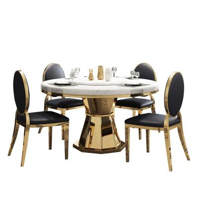 China (Other) 4/6 Adjustable Chair Dining Table Set Family Hotel Restaurant Custom Popular Marble Round Dining Table With Chair for sale