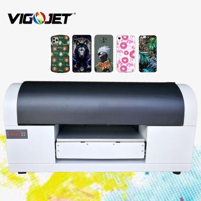 China Phone Shell.Card.Udisk.Mobile Power.Hairpin .personalized printing Vigojet A4 factory price mobile phone cover printing machine UV flatbed printer for card/ceramic/PVC bottle/leather for sale