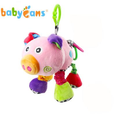 China Babyfans Five Star Toys Baby Pig Soft Musical Baby Hanging Plush Toy 19*26cm for sale