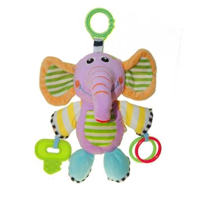 China Baby Rattle Soft Cute Plush Elephant Hanging Toys With Teether Funny Activity Toys For Babies for sale