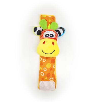 China Soft Cute Cartoon Animal Infant Soft Squeaker Slap The Other Baby Toys Foot Bumps Wrist Rattle Toys for sale