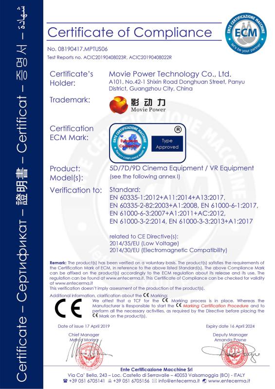 CE - Guangzhou Movie Power Electronic Technology Co.,Ltd.