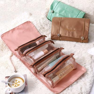 China Fashion Factory Wholesale Women Foldable Makeup Bag 4 in 1 Multifunctional Cosmetic Bag for sale