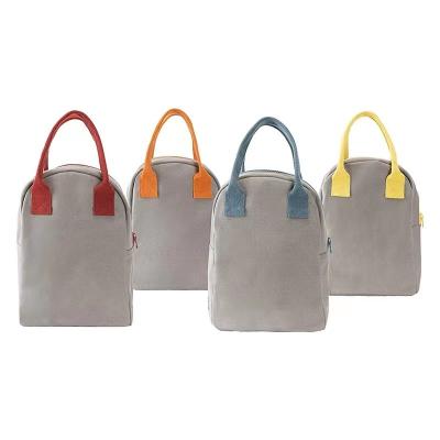 China Stock Waterproof Canvas Tote Lunch Bag Custom Logo Factory Portable Insulated Lunch Bag for sale