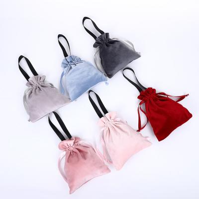 China Promotion Logo Printed Gift Velvet Drawstring Bag Soft Custom Jewelry Pouch Soft Drawstring Bag for sale