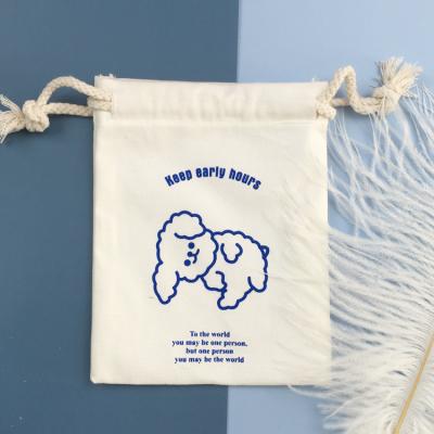 China Custom Wholesale Reusable Eco Friendly Logo Printed Cotton Canvas Muslin Drawstring Bag Drawstring Cotton Pouch Bags for sale