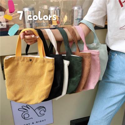 China Custom Printing Reusable Mini Corduroy Shoulder Tote Bag Cheap Reusable Shopping Bag Handbag For Women for sale