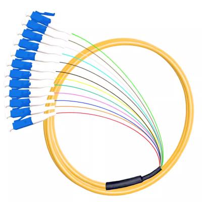 China FTTH PON CATV Fiber Optic Pigtail 12 Core LC Bundle Tail Fiber LC Single Mode Fiber Patch Cord Telecom Grade  FC/ST/FC Head And Tail Fibers for sale