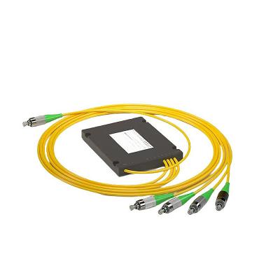 China FTTH PON CATV FTTH Singlemode Fiber 1x4 Fiber Optic PLC Splitter Cassette With Pigtail SC/APC OEM/ODM for sale