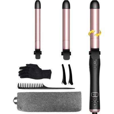 China 3 in 1 Automatic Rotating Curling 3 in 1 Automatic Rotating Curling Iron 3 Interchangeable Heating Barrels With LCD Display  Fast Heat  for Different Hair Types for sale