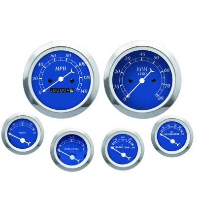 China Classic Series Classic Blue Face 52mm White Design 85mm Needle Gauge Kit 6 Meter Contain Mechanical Tachometer Water Temperature Volt for sale