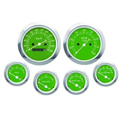 China White Classic Green Face 52mm Classic Design 85mm Needle Gauge Kit Series 6 Meters Contain Mechanical Tachometer Water Temperature Volt for sale