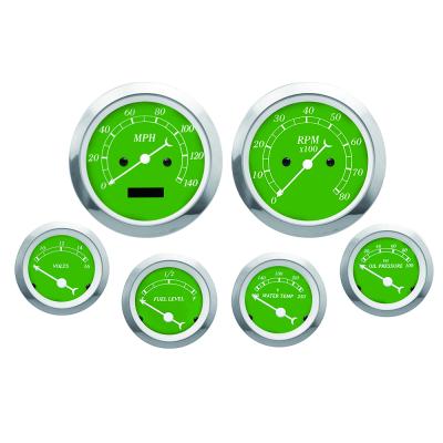 China Classic Series Classic Green Face 52mm White Design 85mm Needle Gauge Kit 6 Meters Contain Electric Tachometer Tachometer Water Temperature Volt for sale