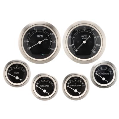 China Classic Design 85mm Classic Series 52mm Blcak Face White Needle Gauge Kit 6 Meters Contain Electric Tachometer Tachometer Water Temperature Volt for sale