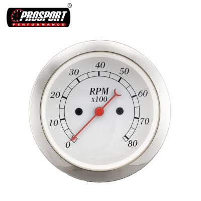 China Prosport Car Front Plate 12V White 85mm Electric Needle RPM Gauge White 85mm Tachometer for sale