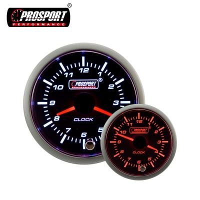 China Colorful Time Setting Button 52mm Smoked Lens Led 12 Hours Display Clock With Time Setting Button And Dual White And Red Colors For Automobile Car for sale