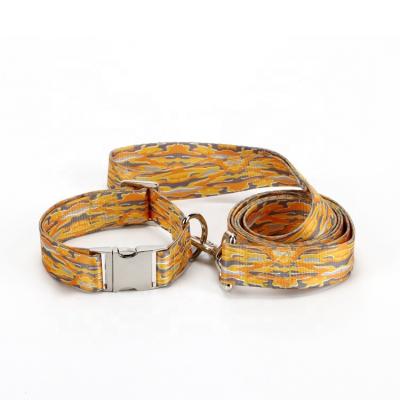 China Hot Selling Dogs Amazon Dog Collar And Leash Set With Custom Design Pattern Durable Polyester Material Pet Product for sale