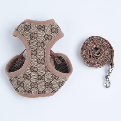 China Luxury Custom Fashion Print Dog Harness Vest Padded Beige Dog Harness for sale