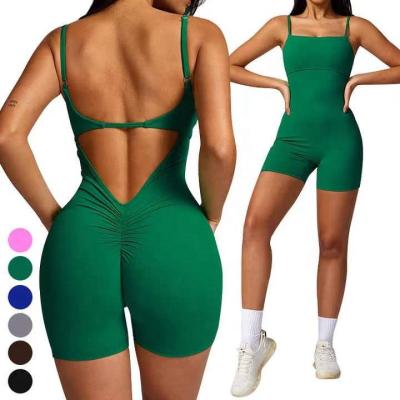 China Breathable Sexy Yoga Clothing Quick Dry Halter Sports Bodysuit Butt Lift Gym Fitness Jumpsuits One Piece Women Yoga Jumpsuit Wholesale for sale