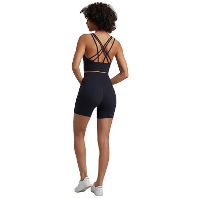 China QUICK DRY Womens Athletic Fitness Clothing Gym Sports Wear Workout Crop Top Yoga Shorts Apparel 2 Piece Set Women Running Sets Wholesale for sale