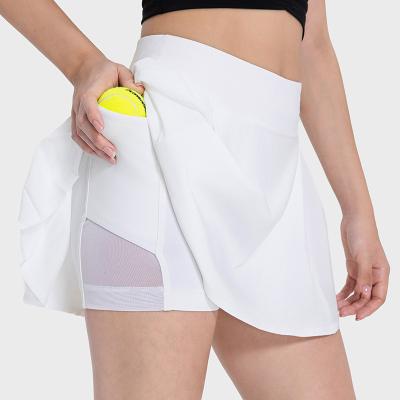 China Anti-wrinkle Custom Logo Women 2 In 1 Athletic Shorts High Waist Running Skirts Short Ladies Butt Lifting High Waist Workout Yoga Shorts for sale