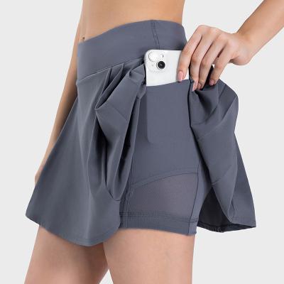 China Anti-wrinkle Hot Selling High Waist 2 In 1 Women Athletic Shorts Running Skirts Short Ladies Butt Lifting  Workout Yoga Shorts For Women for sale