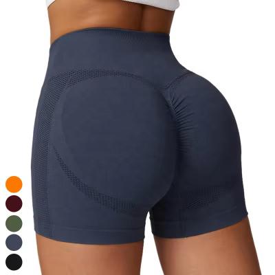 China Breathable Custom Logo Yoga Shorts Scrunch Butt Running Sports Shorts High Waist Short Gym Fitness Leggings Seamless Yoga Shorts For Women for sale