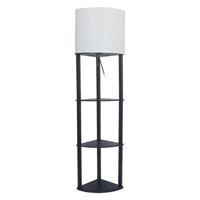 China Contemporary 4-Tier Sector Corner Shelf Floor Lamp with 3 Color Temperatures LED Bulb and White Shade Display Floor Lamps with Shelves for sale