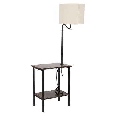 China Lighting Functions LED End Table Floor Lamp With USB Charging Port And AC Outlet, Modern Bedside Nightstand Lamp For Bedroom Living Room for sale