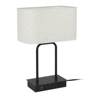 China Modern Bedside Table Touch Control Lamp With Dual USB Ports 1 AC Outlet , 3 Way Modern Dimmable Nightstand Lamp For Reading Room for sale