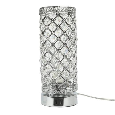 China Modern Touch Control Crystal Table Lamp with 2 USB Charging Ports, Three Way Dimmable K 9 Crystal Decorative Desk Lamp for Bedroom for sale