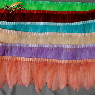 China Natural Goose Feather 2 Yards / Bag Mix Color Feather Dress Goose Feather Trims Fringe for sale