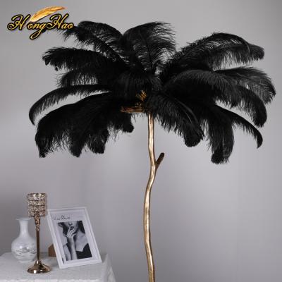 China Black Ostrich Feather Craft Decoration Feather Wedding Party Wedding Performance Decoration 60-65cm Large Feathers for sale