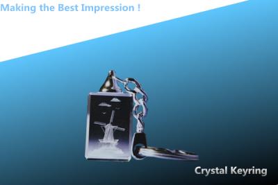 China led keychain/3D laser crystal keyring/rectangle key ring/crystal rectangular key chain à venda