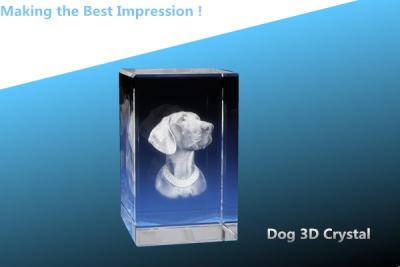 China Dog 3D Crystal/animal crystal block/crystal cube/crystal rectangle/3d laser crystal cube for sale