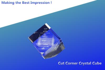 China 3D cut corner cube crystal/bevelled cut corner crystal cube/blank cut corner crystal cube for sale