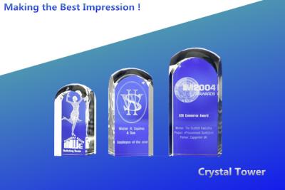 China crystal tower/crystal dome award/crystal 3d tower award/blank 3d laser dome tower trophy à venda