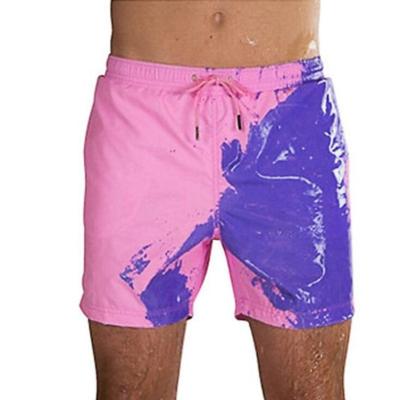 China Summer Breathable Running Men Shorts Beach Shorts Plus Size Quick Dry Magic Color Changing Swim Trunks Custom Logo Trunks for sale