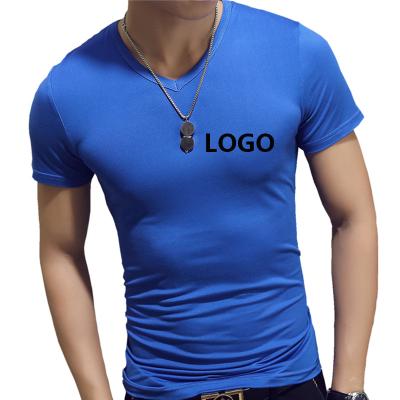 China Custom Logo Printing Mens Summer T-shirt Wholesale First Class Quality Wholesale V-Neckline QUICK DRY Mens T Shirts for sale