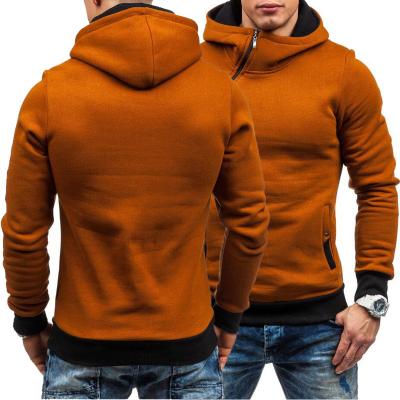 China Anti-wrinkle Neck Fashion Men Hoodie Solid Color Sport Zippper Pullover Man Casual Tops for sale